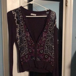 Plum cardigan with floral detail